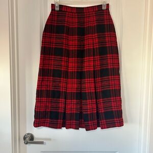 VINTAGE Wool High-Waisted Pleated Skirt